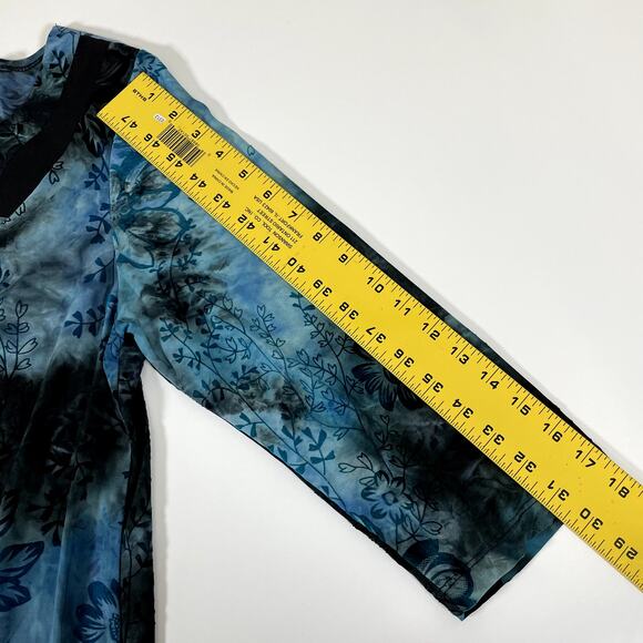 SERE NADE NY Womens XL Whimsygoth Burned Velvet Contrast V Neck 3/4 Sleeve - Picture 4 of 8